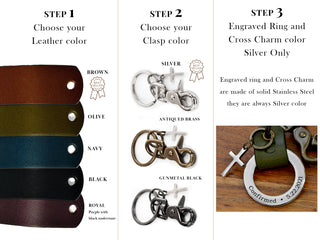 Personalized Confirmation Leather Keychain Ring