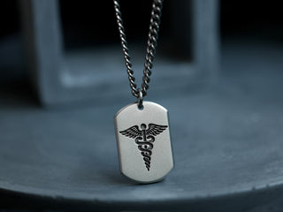 TITANIUM Medical Alert Dog Tag Necklace