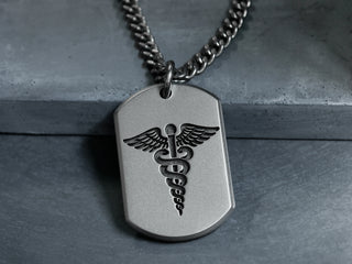 TITANIUM Medical Alert Dog Tag Necklace