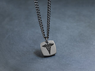 TITANIUM Medical Alert Square Necklace