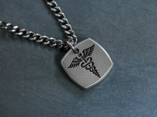 TITANIUM Medical Alert Square Necklace