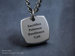 TITANIUM Mini Square Mens Initial Necklace