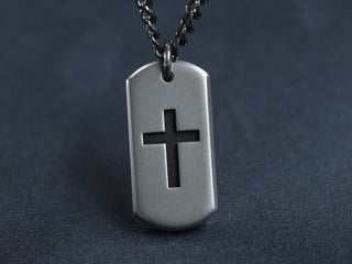 TITANIUM Mini Tag Cross Necklace