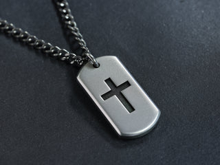 TITANIUM Mini Tag Cross Necklace