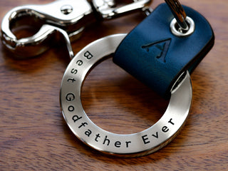 Fathers Day Leather Keychain Ring