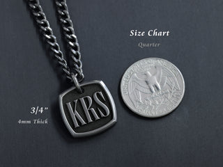 TITANIUM Mini Square Mens Initial Necklace