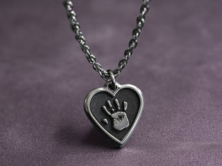 TITANIUM Real Handprint or Footprint Necklace