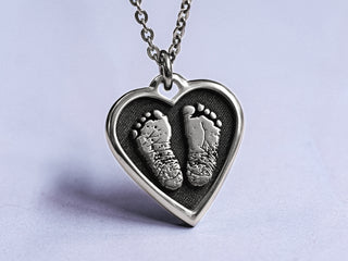 TITANIUM Real Handprint or Footprint Necklace