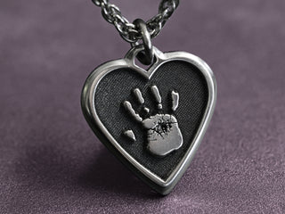 TITANIUM Real Handprint or Footprint Necklace