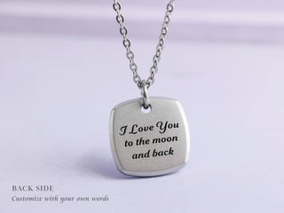 TITANIUM Women's Square Initial Necklace