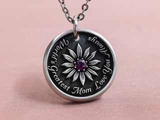 TITANIUM Womens Gem Flower Necklace