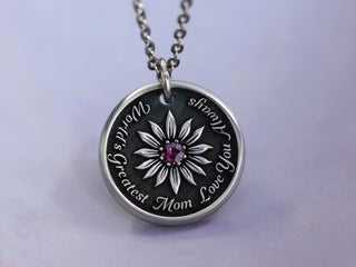TITANIUM Womens Gem Flower Necklace