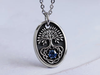 Womens Tree of Life Gemstone Necklace