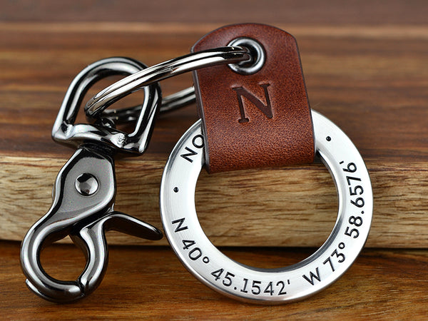 Personalized Leather Round Keytag Logo Keychain