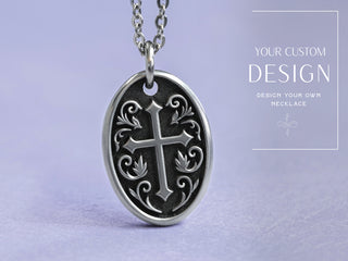 Your Custom 3D Art - Womens Titanium Oval Necklace