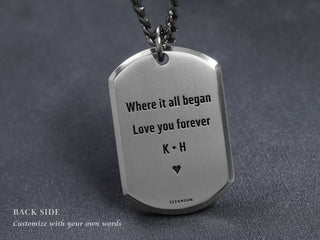 Titanium Dog Tag Necklace with Fingerprint x3