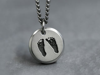 Your Custom Deep Engraved Art - Mens Titanium Round Necklace