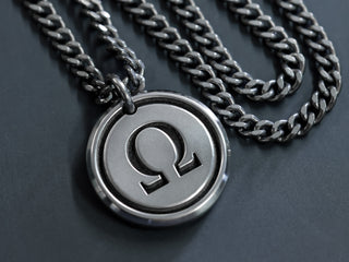 Your Custom Deep Engraved Art - Mens Titanium Round Necklace