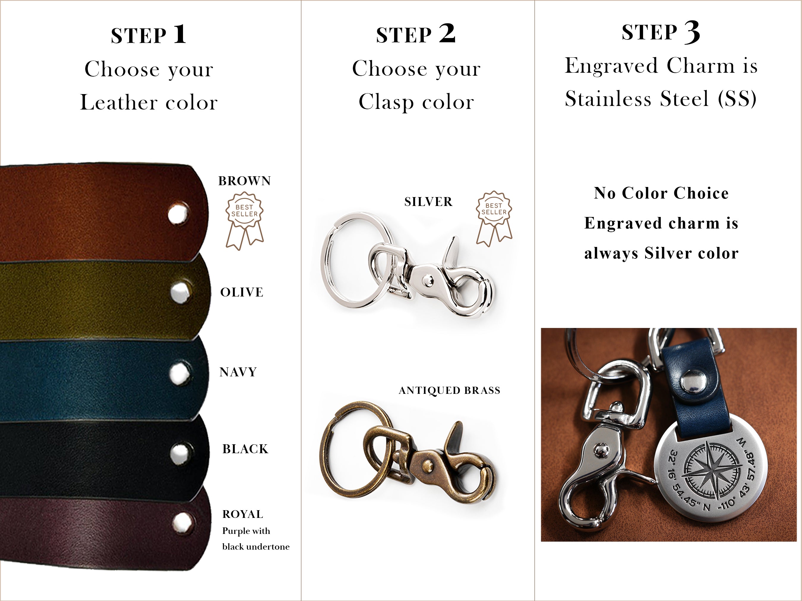 Custom Engraved - Folded Leather Keychain - Maven Metals Custom Engraved - Folded Leather Keychain - Maven Metals