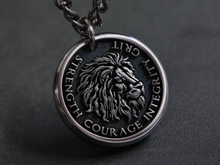 Mens 3D custom lion necklace pendant engraved with your custom text