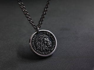 TITANIUM - Mens Custom Lion Strength Necklace