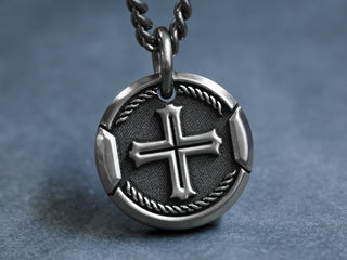 Titanium Custom Beveled Cross Necklace