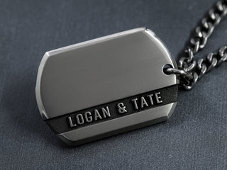 Titanium Dog Tag Necklace with Fingerprint x3