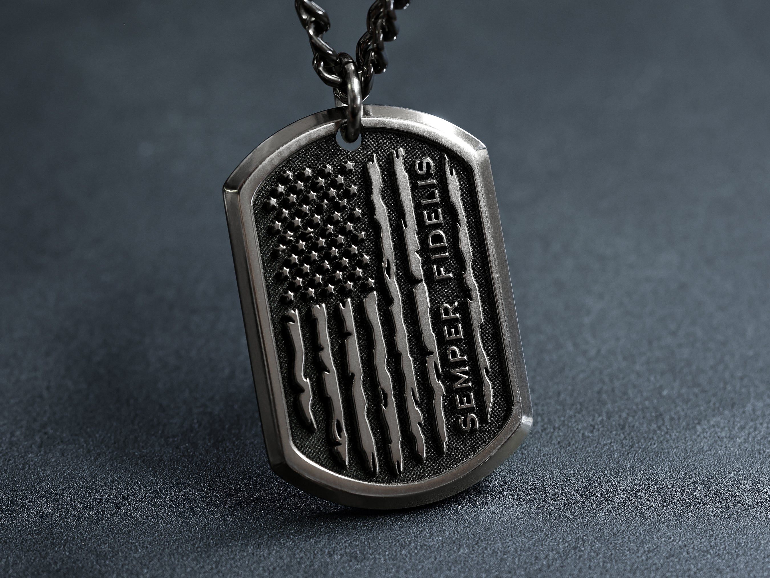 Custom Titanium USA Flag Necklace - Titanium Jewelry - Maven Metals