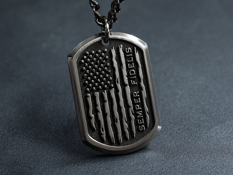 Unique Semper Fi Military Necklace 3D custom engraving with your own words