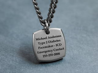 Titanium Deep Engraved Square Necklace