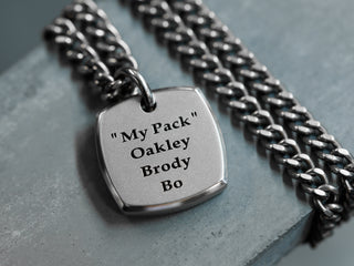 Titanium Deep Engraved Square Necklace