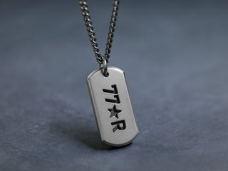 Your Custom Deep Engraved Art - Mens Titanium Mini Tag Necklace