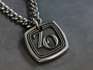 Titanium Square Monogram Necklace