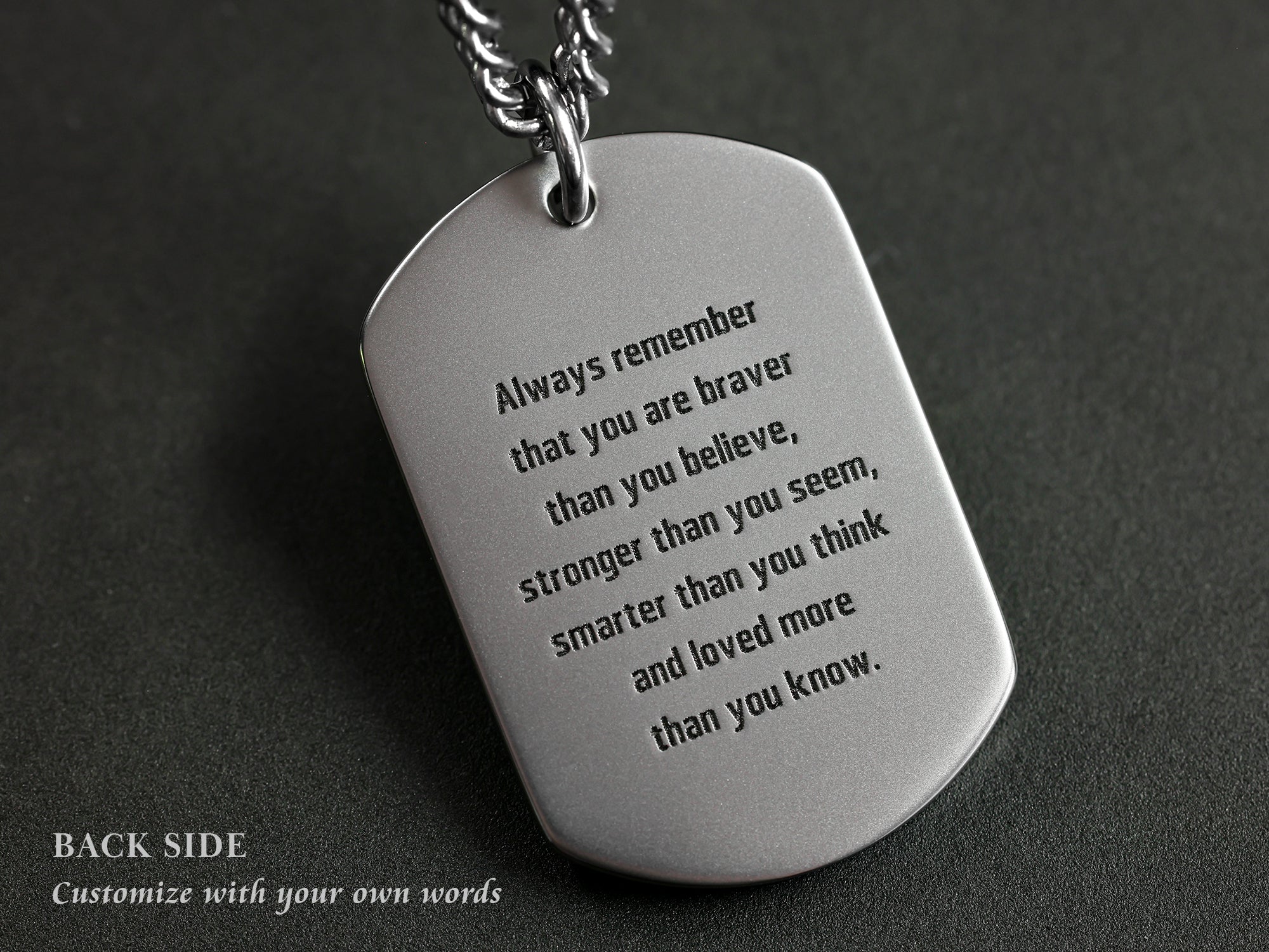 Stainless Steel Custom Raised Dog Tag Necklace