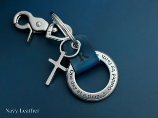 Personalized Confirmation Leather Keychain Ring