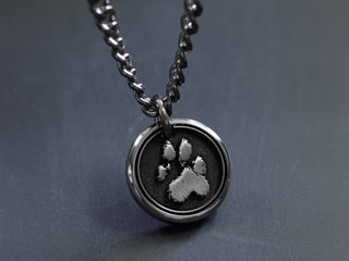 Titanium Real Pawprint Necklace