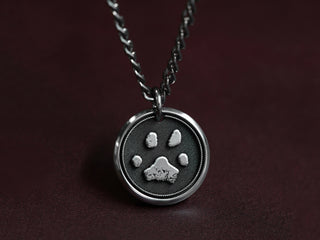 Titanium Real Pawprint Necklace