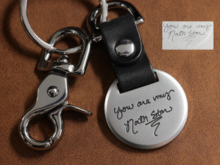 Real Handwriting Folded Leather Keychain