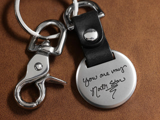 Real Handwriting Folded Leather Keychain