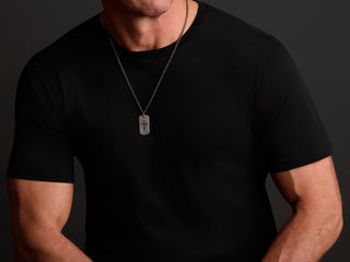 Your Custom Deep Engraved Art - Mens Titanium Mini Tag Necklace
