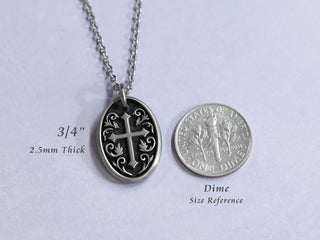 TITANIUM Custom Cross Oval Necklace