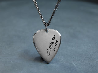 Titanium Real Handwriting Mens Deep Engraved Necklace