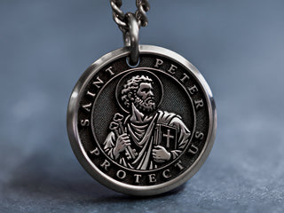 Titanium St Peter Protection Necklace