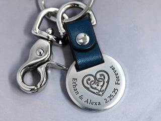 Custom Celtic Heart Folded Leather Keychain