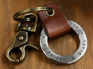Personalized Leather Keychain Ring