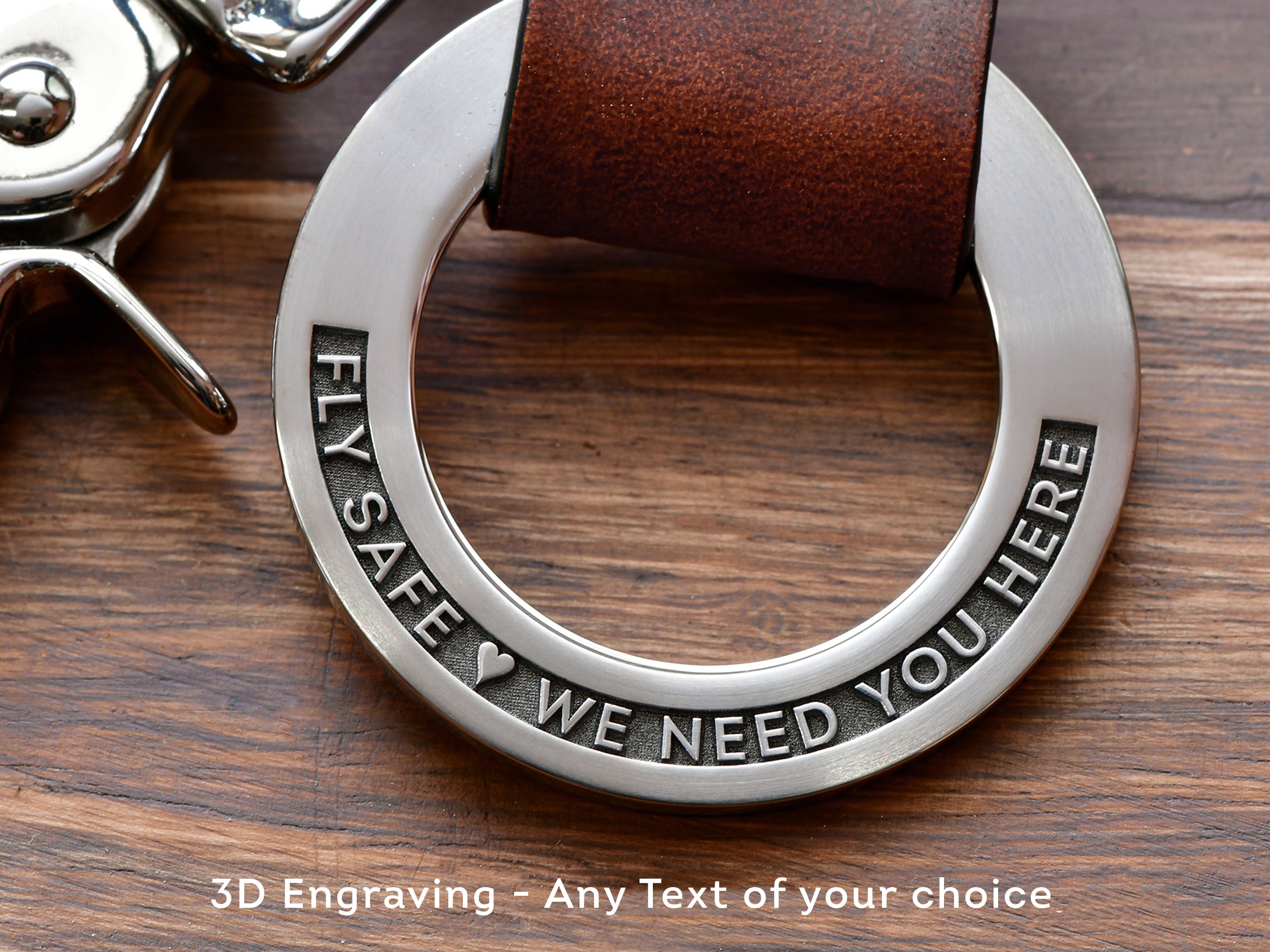 Custom 3D Engraved Leather Keychain Ring – Maven Metals