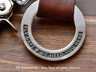 Custom 3D Engraved Leather Keychain Ring