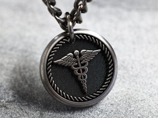 Custom Medical Student Gift Caduceus Titanium Pendant