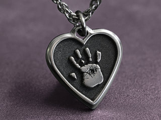 TITANIUM Women's Handprint Heart Necklace