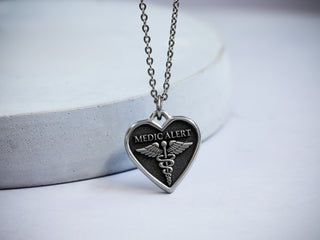 Titanium Medical Alert Heart Necklace